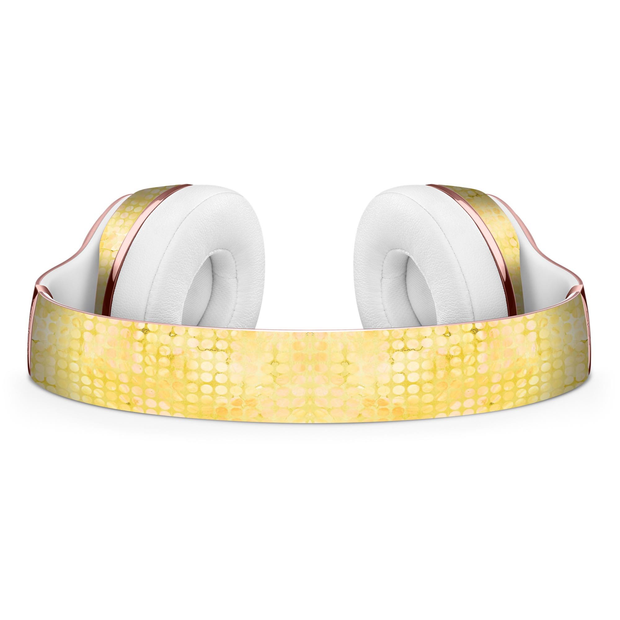 Yellow Watercolor Polka Dots Full-Body Skin Kit for Beats by Dre Solo 3 Wireless Headphones, showcasing vibrant colors and unique design.