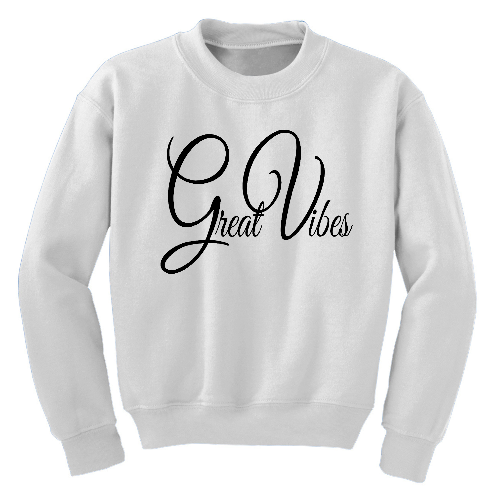 Youth Graphic Sweatshirt featuring Great Vibes black illustration, showcasing a stylish and comfortable design for kids.