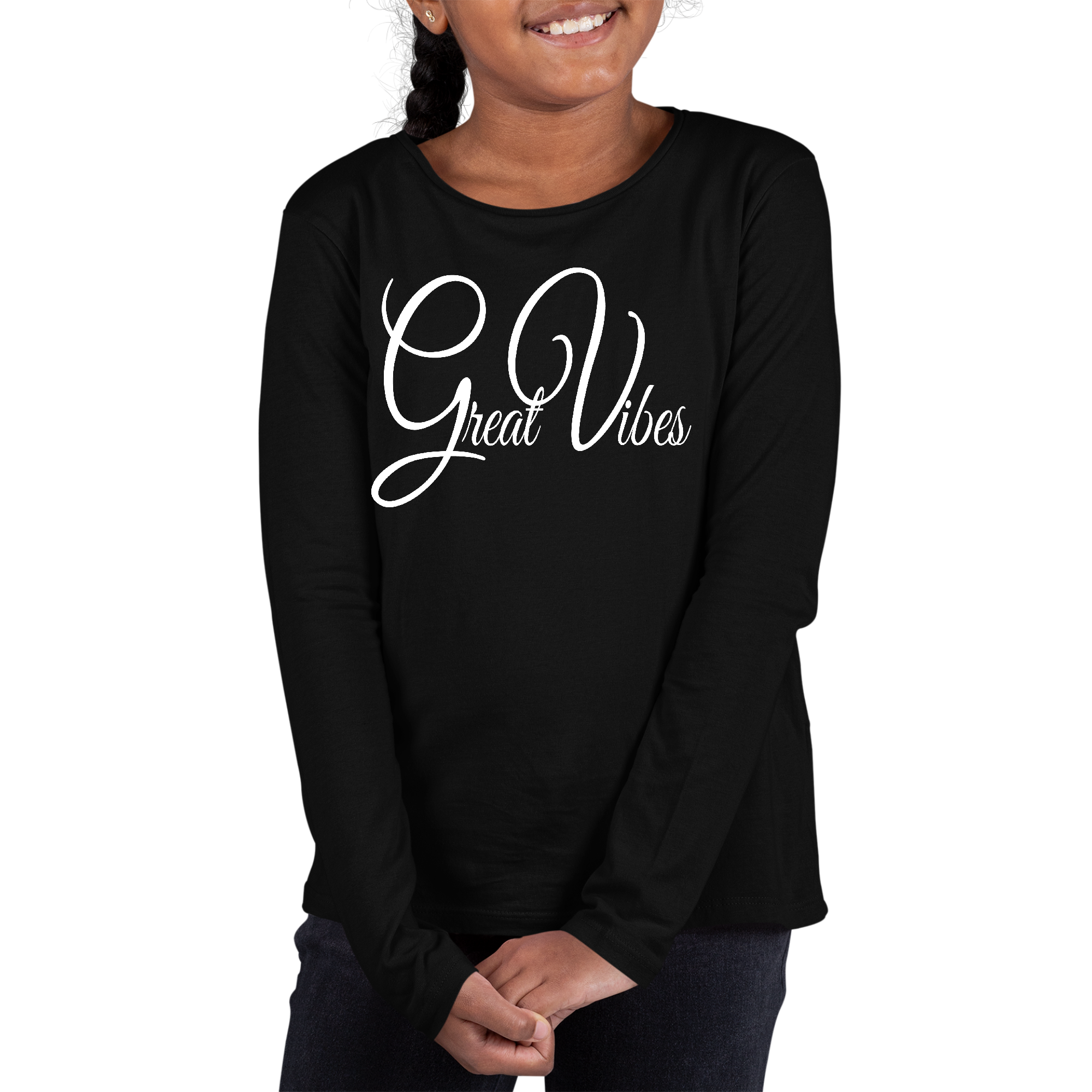 Youth Long Sleeve Graphic T-shirt in vibrant colors featuring a trendy graphic design, perfect for all seasons.