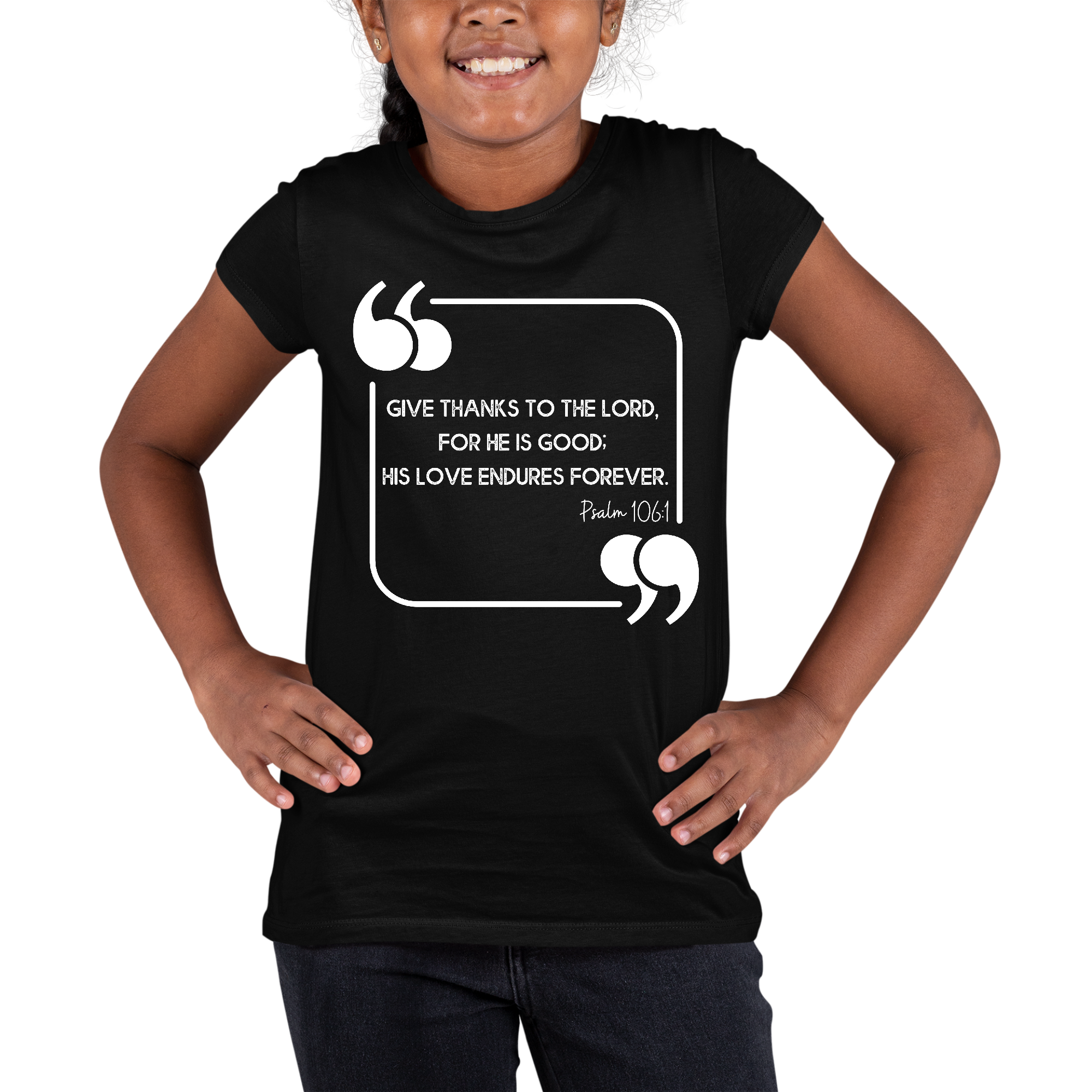 Youth Short Sleeve Graphic T-shirt featuring 'Give Thanks to the Lord' design, made from soft preshrunk cotton, suitable for men and women.