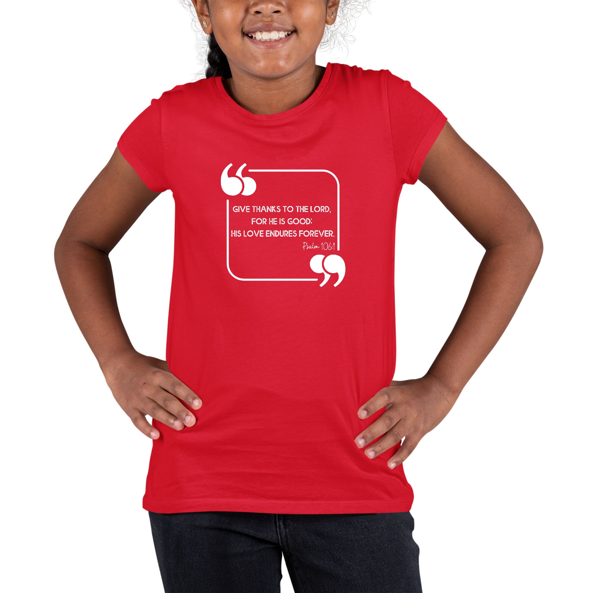 Youth Short Sleeve Graphic T-shirt featuring 'Give Thanks to the Lord' design, made from soft preshrunk cotton, suitable for men and women.