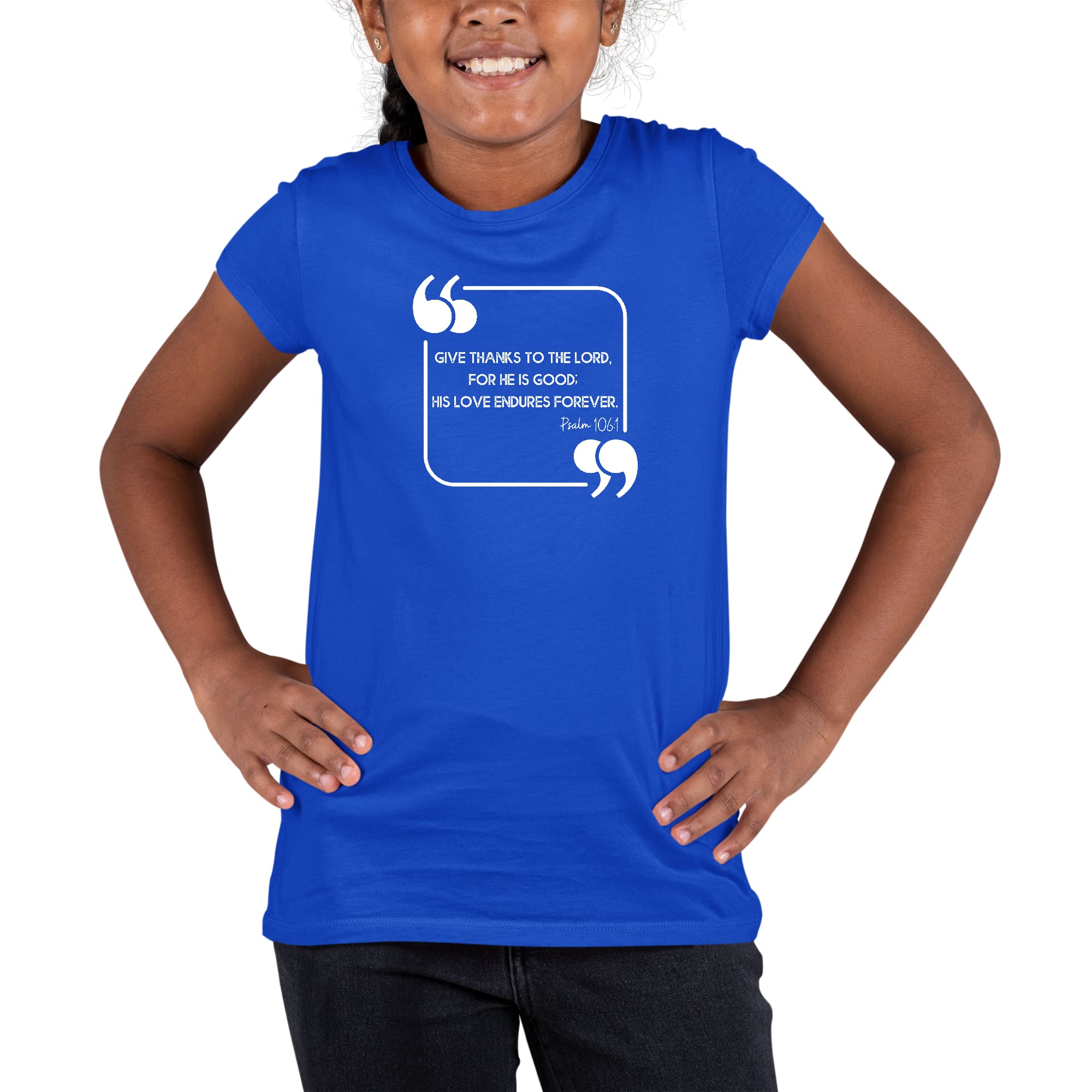 Youth Short Sleeve Graphic T-shirt featuring 'Give Thanks to the Lord' design, made from soft preshrunk cotton, suitable for men and women.