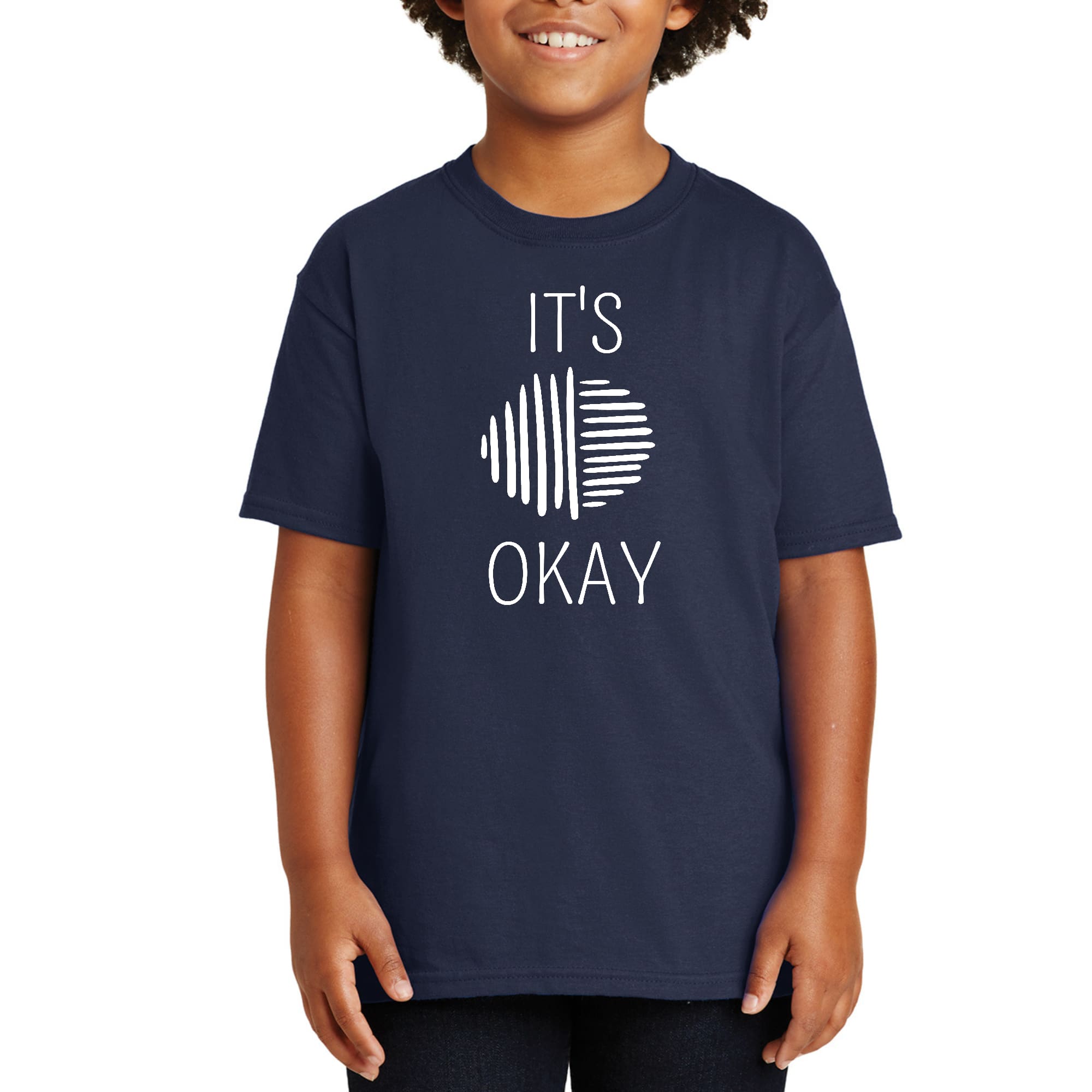 Youth Short Sleeve T-shirt in white featuring stylish line art design, perfect for casual wear.