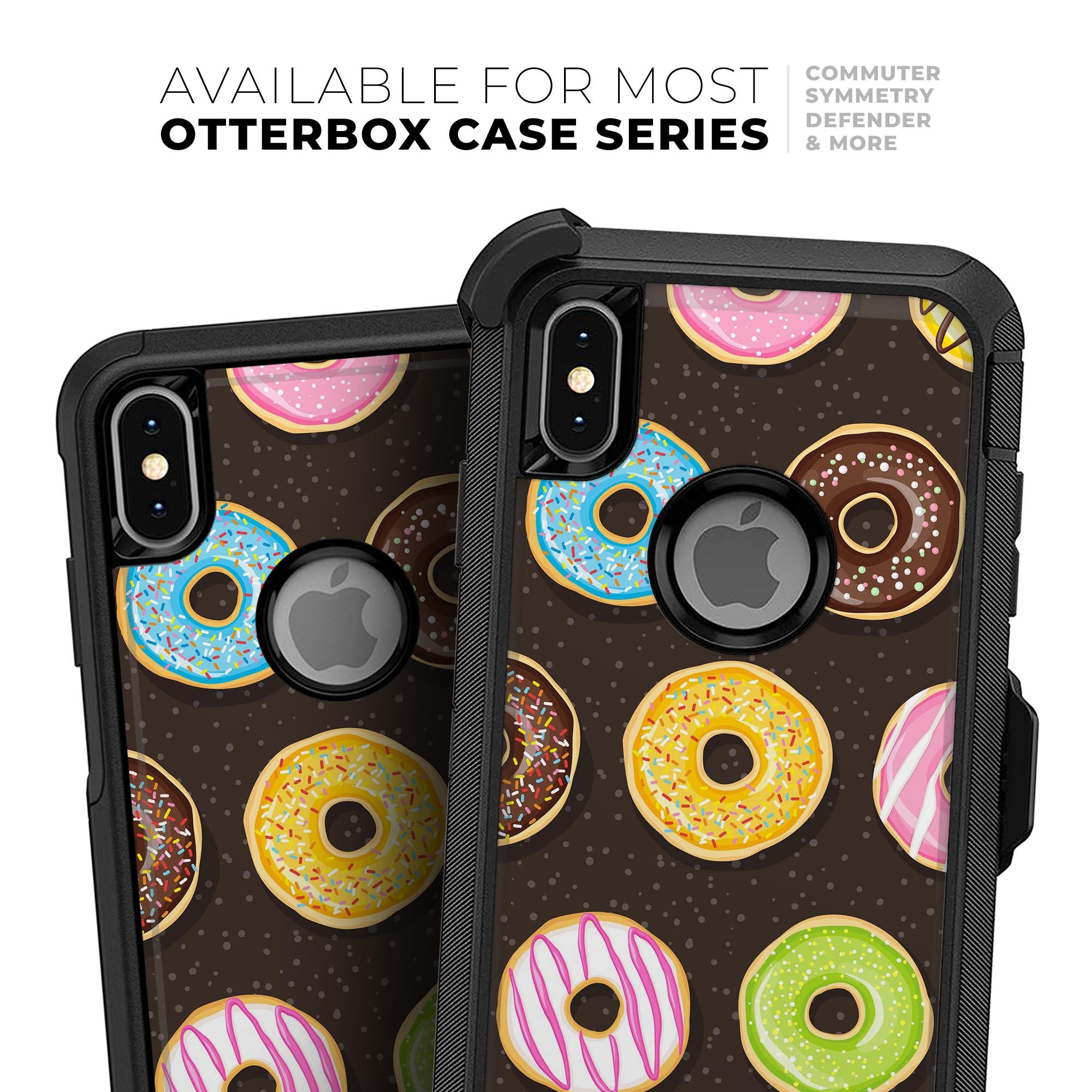 Phone cases with donut patterns.