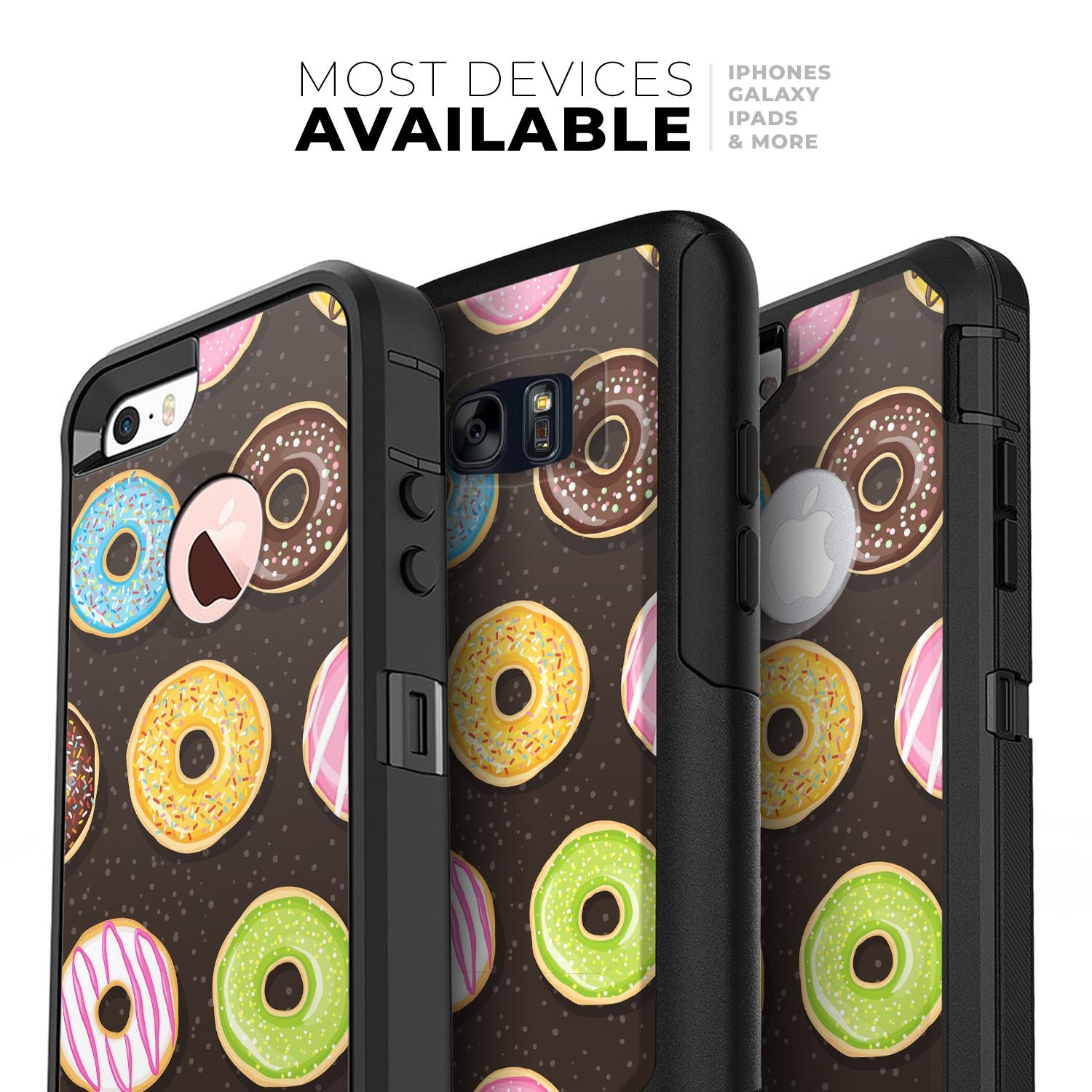Phone cases with colorful donuts.