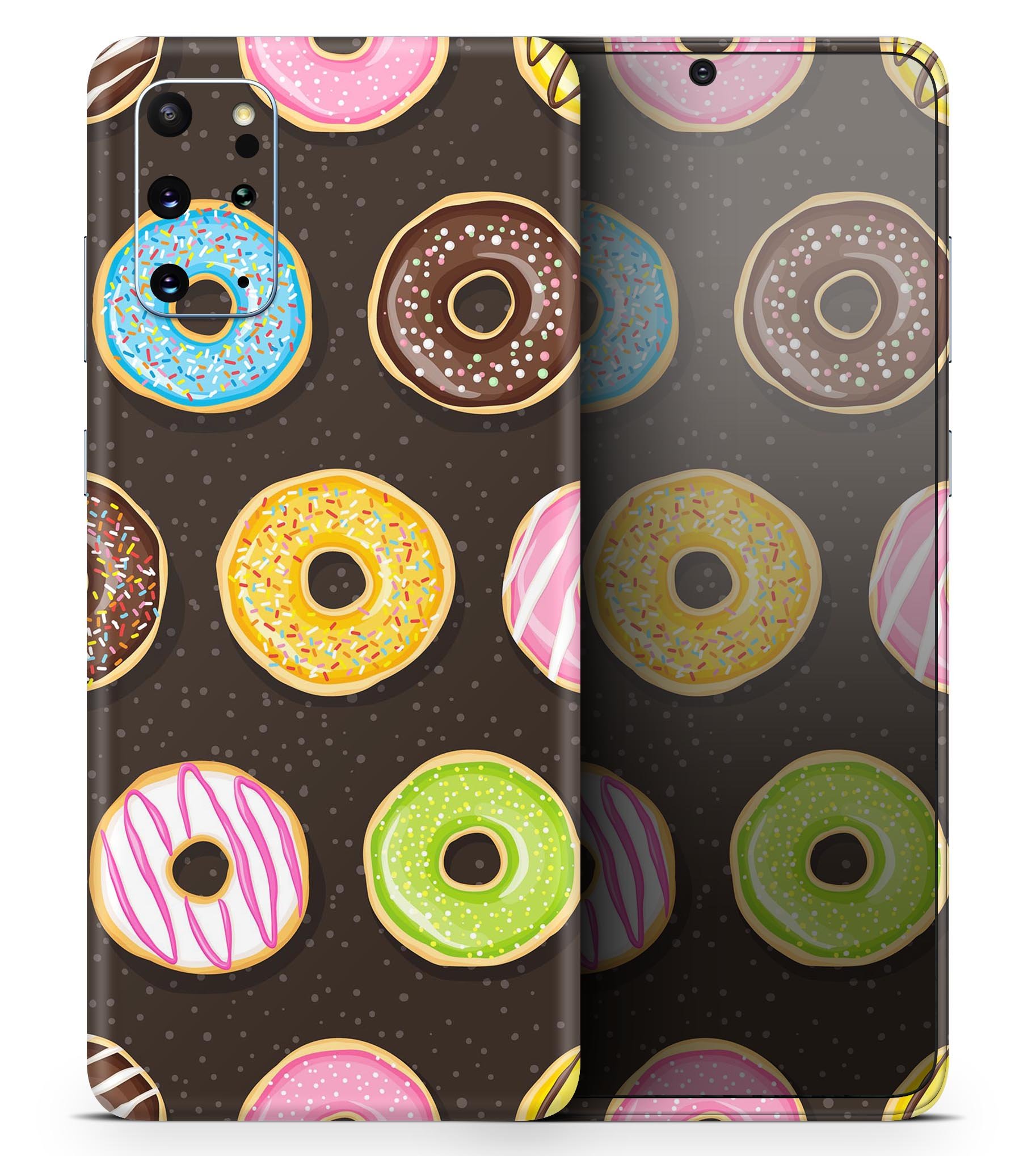 Yummy Colored Donuts skin for Samsung Galaxy S20, showcasing vibrant colors and a sleek design.