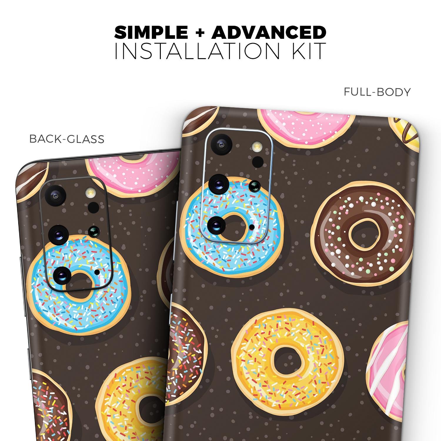 Yummy Colored Donuts skin for Samsung Galaxy S20, showcasing vibrant colors and a sleek design.