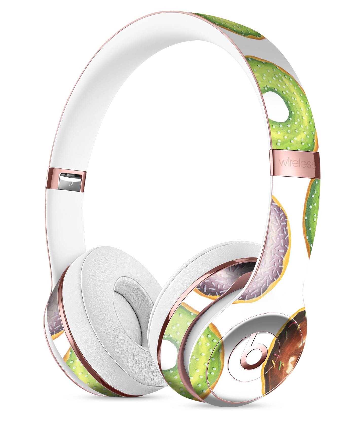 Yummy Donuts Galore Skin Kit for Beats by Dre Solo 3, featuring vibrant donut graphics and a protective vinyl layer.