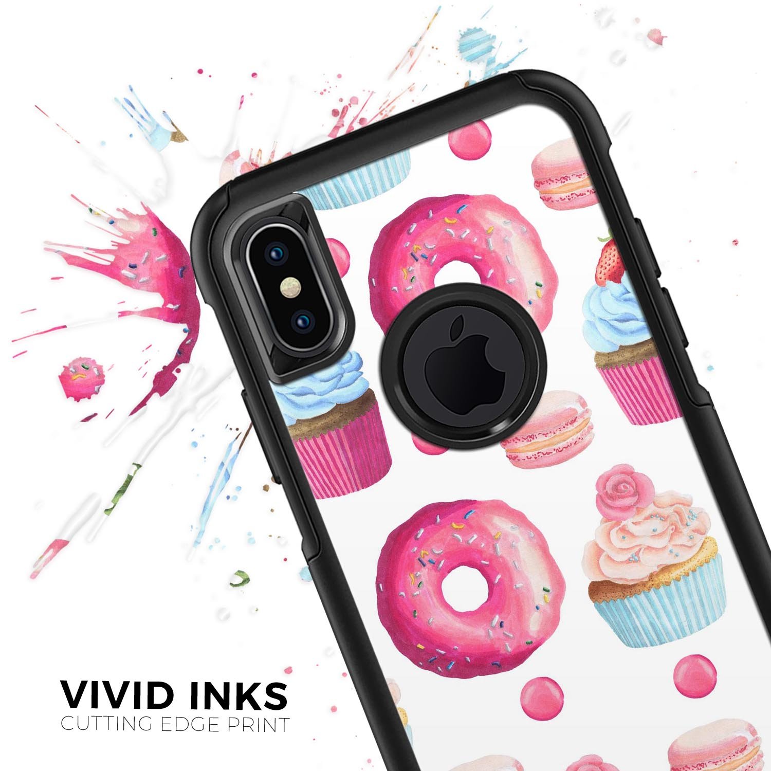 Yummy Galore Bakery Treats Skin Kit for iPhone OtterBox cases featuring a colorful dessert design.