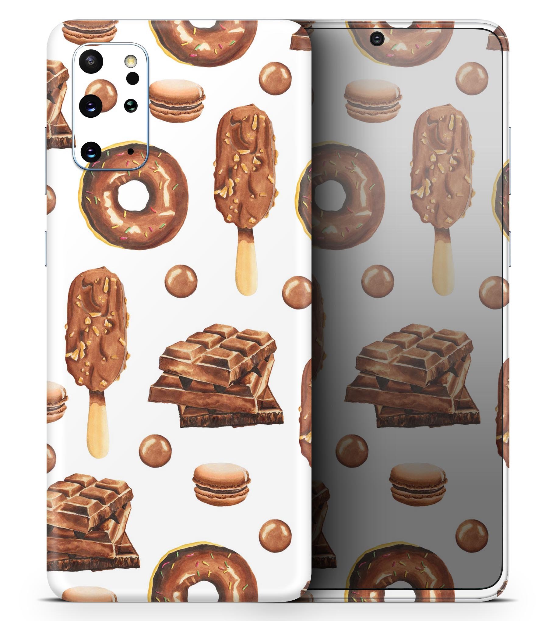 Yummy Galore Bakery Treats Skin-Kit for Samsung Galaxy S20, showcasing vibrant design and premium vinyl material.
