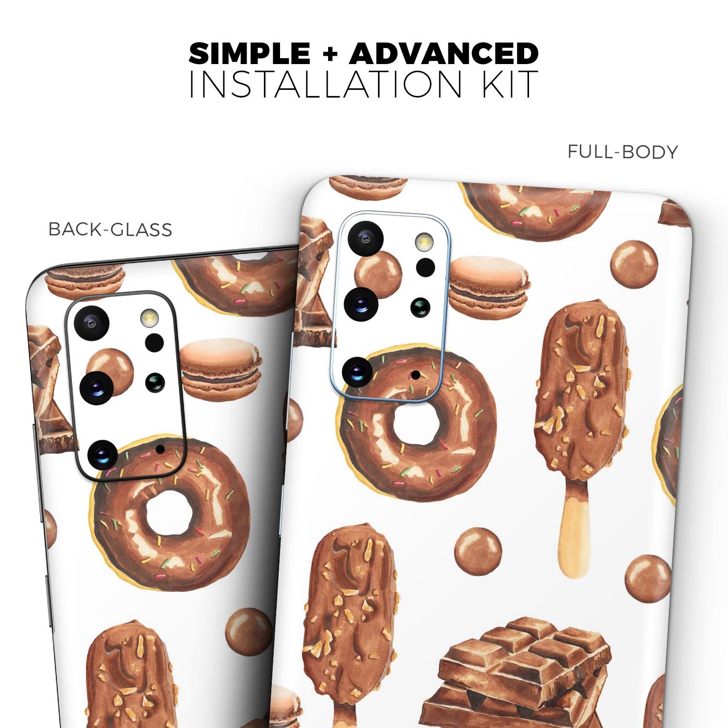 Yummy Galore Bakery Treats Skin-Kit for Samsung Galaxy S20, showcasing vibrant design and premium vinyl material.