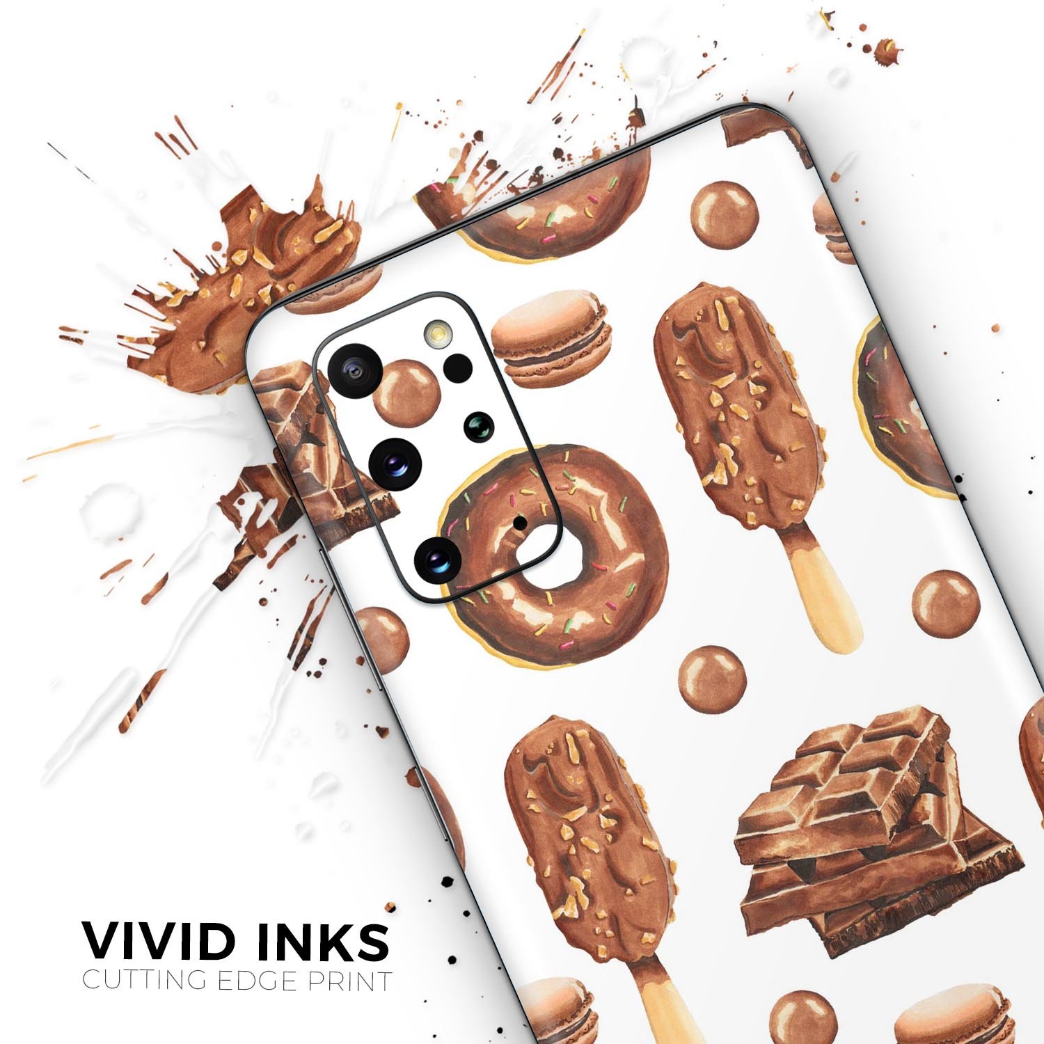 Yummy Galore Bakery Treats Skin-Kit for Samsung Galaxy S20, showcasing vibrant design and premium vinyl material.