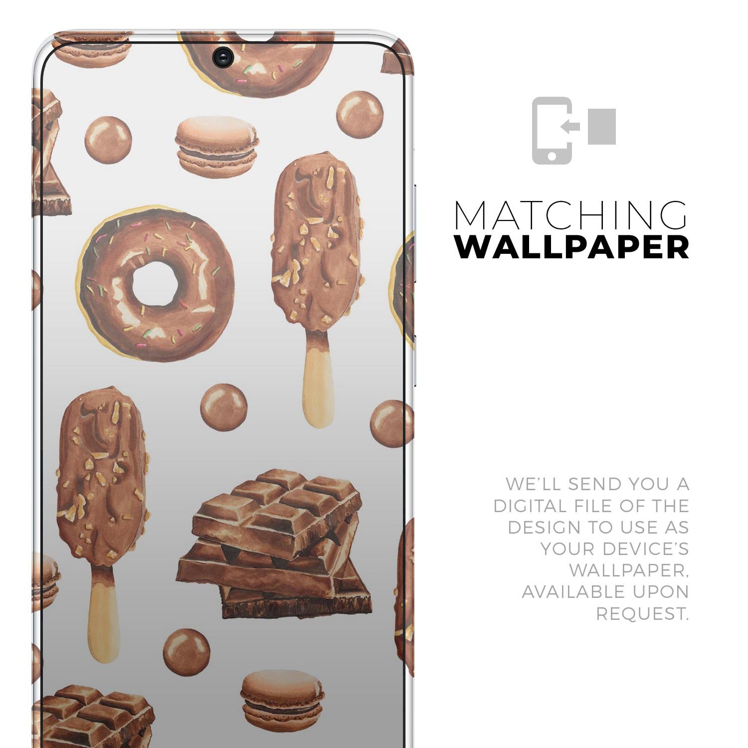 Yummy Galore Bakery Treats Skin-Kit for Samsung Galaxy S20, showcasing vibrant design and premium vinyl material.