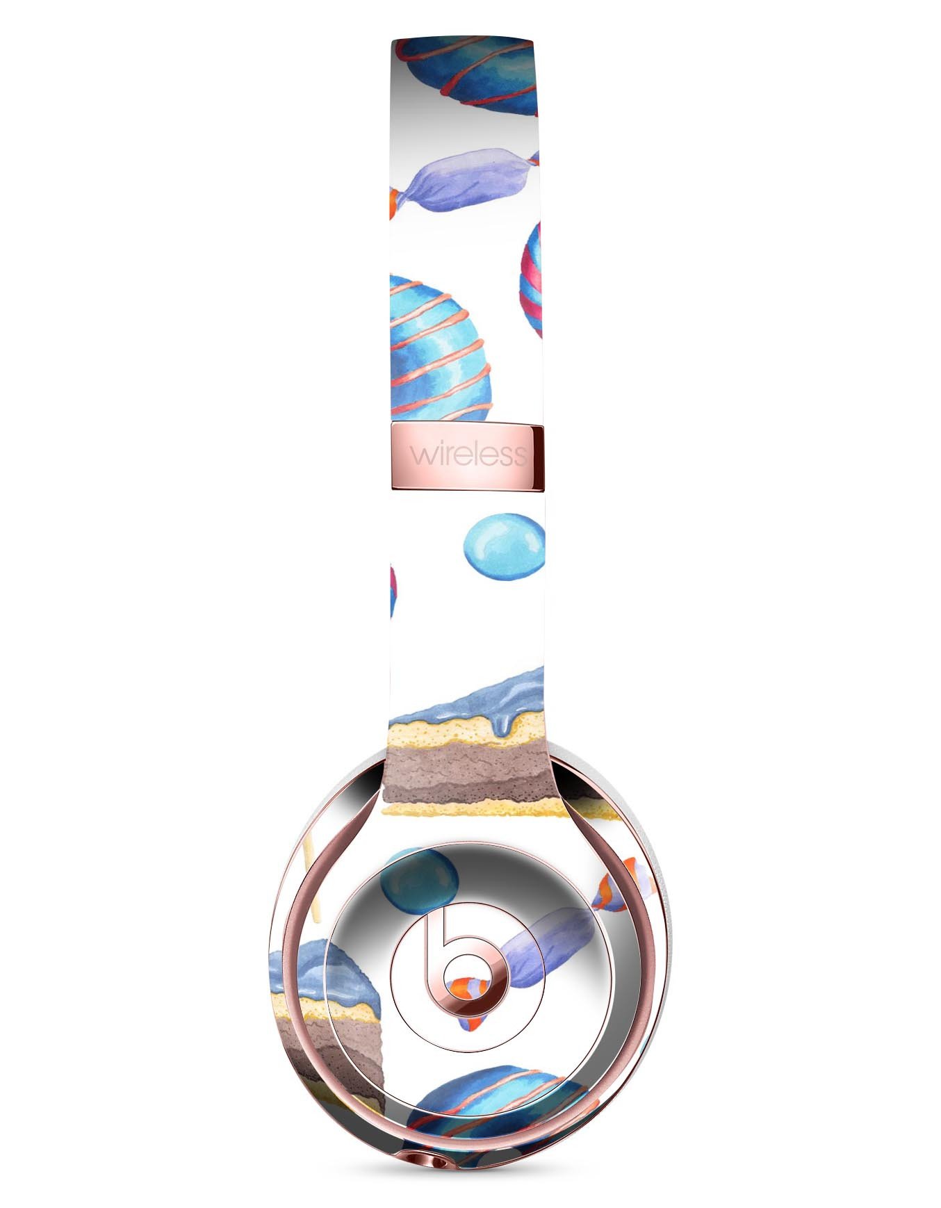 Yummy Galore Bakery Treats skin kit for Beats by Dre Solo 3 Wireless Headphones, showcasing vibrant colors and playful graphics.