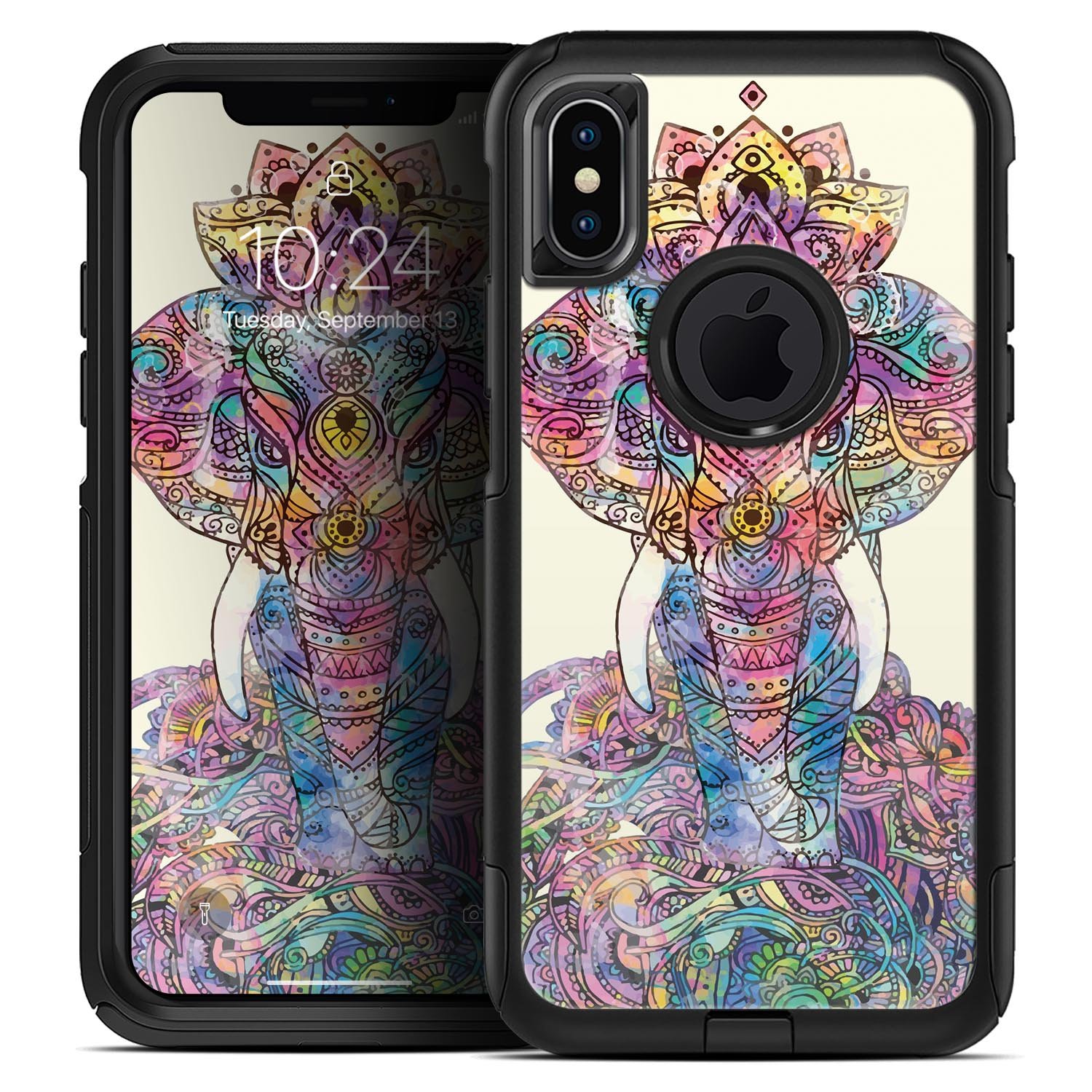 Zendoodle Sacred Elephant Skin Kit for iPhone OtterBox Cases featuring intricate elephant design and premium materials.