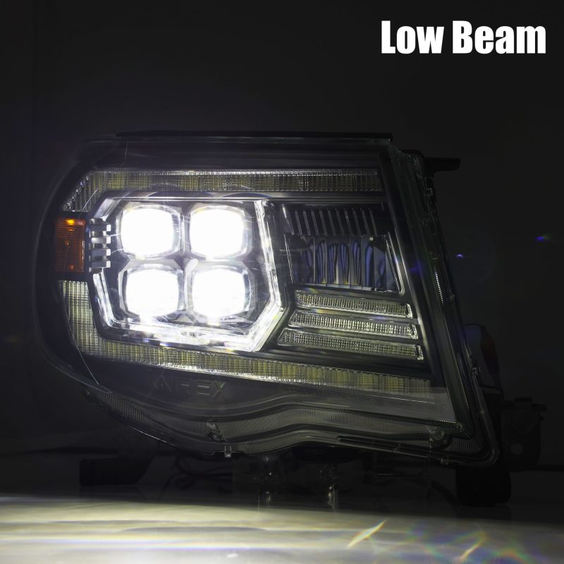 AlphaRex NOVA LED Projector Headlights for 2005-2011 Toyota Tacoma, featuring Ice Cube 3D projector design and Osram LED technology.