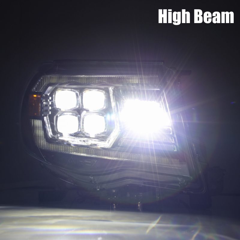 AlphaRex NOVA LED Projector Headlights for 2005-2011 Toyota Tacoma, featuring Ice Cube 3D projector design and Osram LED technology.
