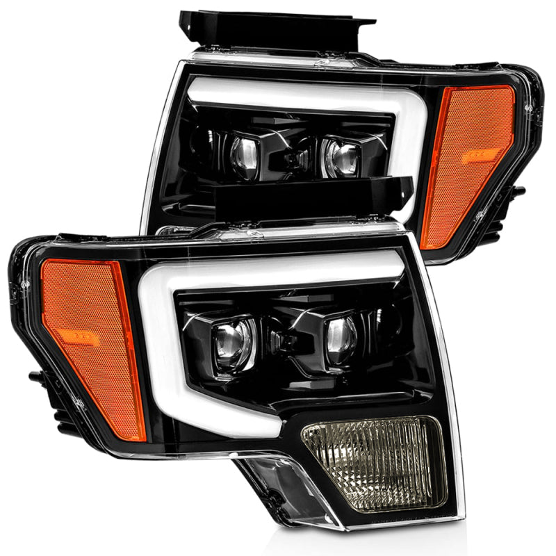AlphaRex PRO-Series projector headlights for 09-14 Ford F-150, featuring a sleek plank style gloss finish.