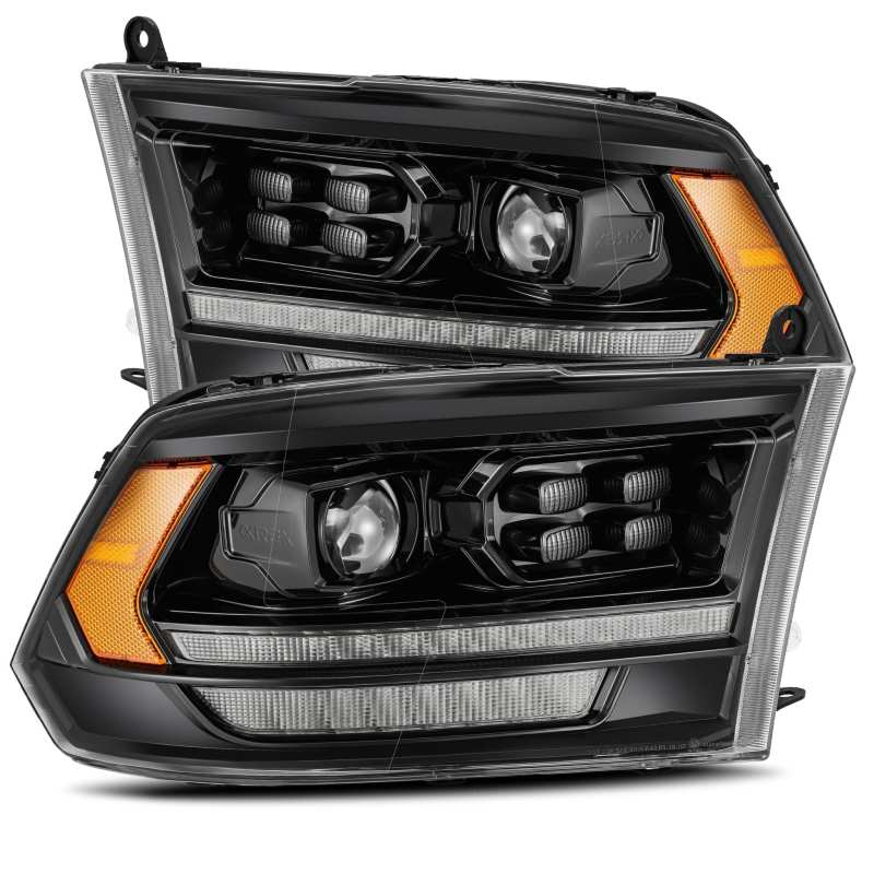 AlphaRex PRO-Series projector headlights for Dodge Ram 1500HD, featuring a sleek plank style design for enhanced visibility.