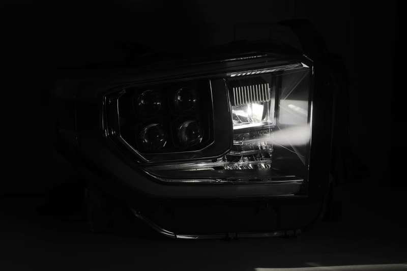 AlphaRex NOVA LED projector headlights for 2014-2020 Toyota Tundra, featuring Ice Cube 3D technology and sleek plank style design.