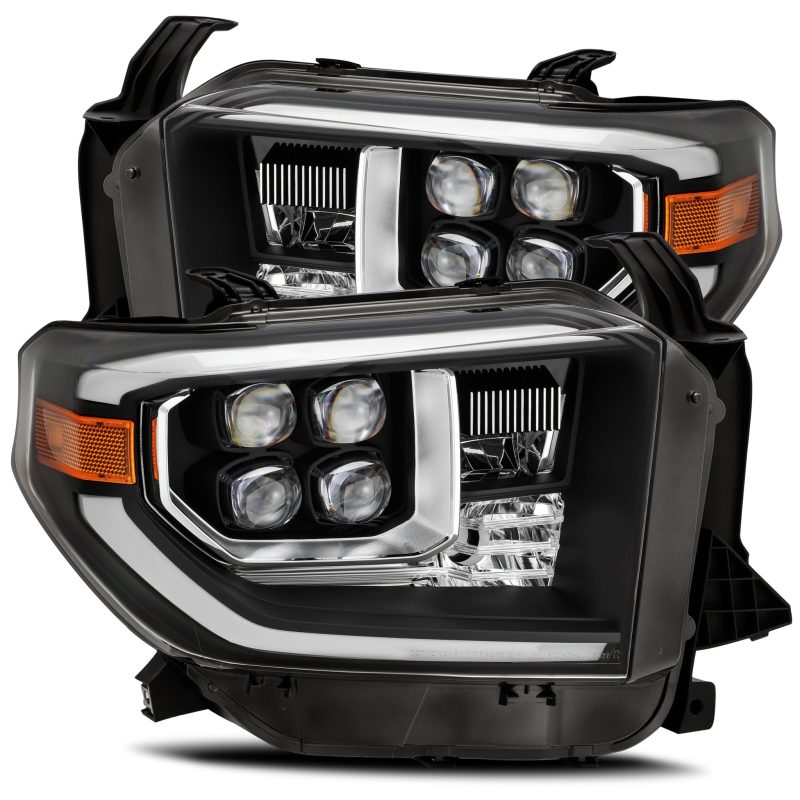 AlphaRex NOVA LED projector headlights for 2014-2020 Toyota Tundra, featuring Ice Cube 3D technology and sleek plank style design.
