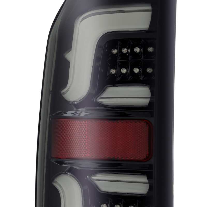 AlphaRex PRO-Series LED Tail Lights for Toyota Tundra in jet black finish, showcasing sleek design and bright LED lights.