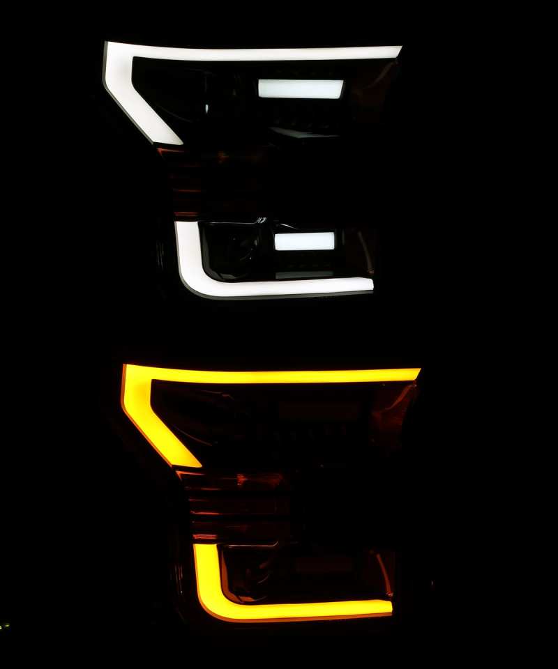 AlphaRex PRO-Series Projector Headlights for 2015-2017 Ford F-150, featuring a sleek plank style design for enhanced visibility.