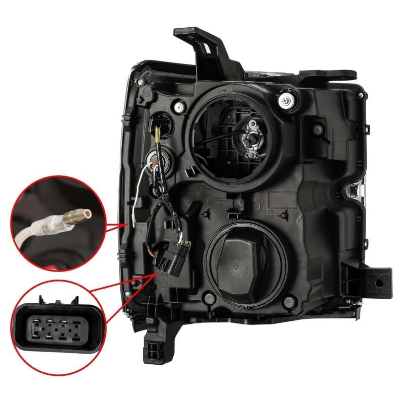 AlphaRex PRO-Series Projector Headlights for 2015-2019 Chevy 2500HD, featuring a sleek plank design for enhanced visibility.