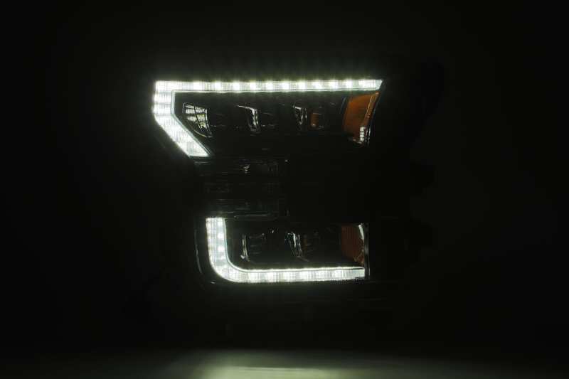 AlphaRex NOVA LED projector headlights for 2017-2020 Ford Raptor, featuring Ice Cube 3D projector design and Osram LED technology.