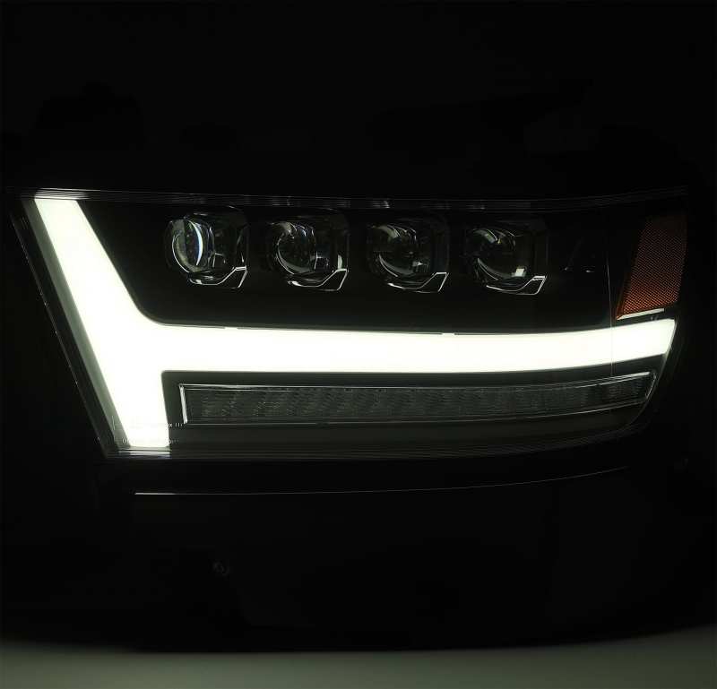 AlphaRex NOVA LED projector headlights for 2019-2020 Ram 1500, featuring a chrome plank style design and advanced lighting technology.