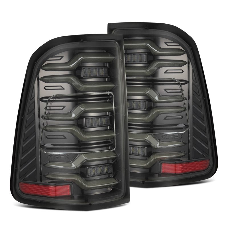AlphaRex Luxx-Series LED Tail Lights for 2019-2022 Dodge Ram 1500 in Alpha-Black, showcasing modern design and superior brightness.