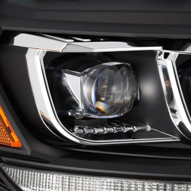 AlphaRex NOVA LED projector headlights for 2019-2021 Ford Ranger, featuring a black plank style design and advanced lighting technology.