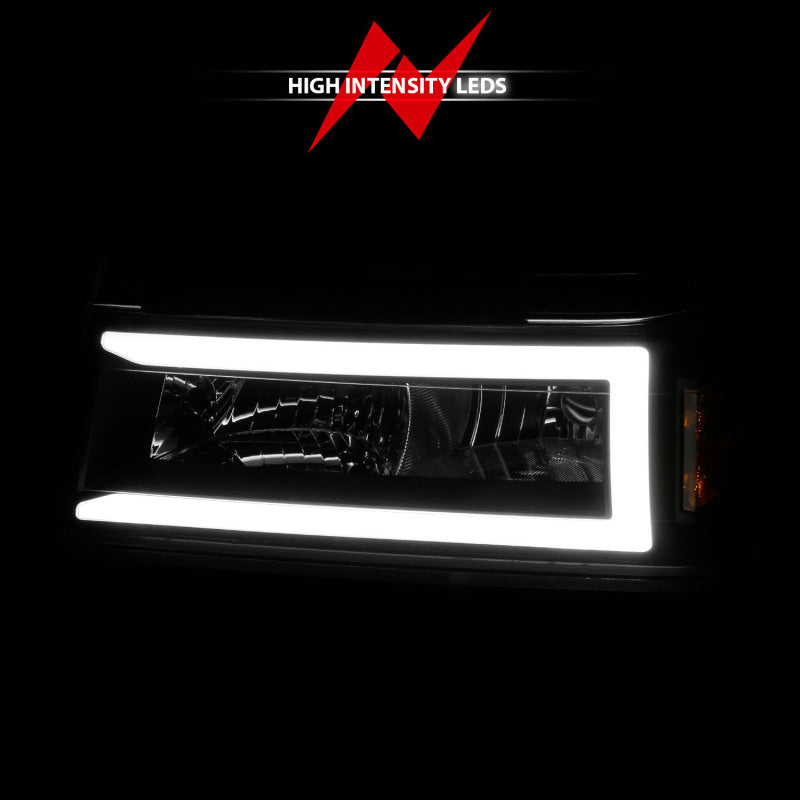 ANZO 04-12 GM Colorado/Canyon/I-Series Crystal Headlights showcasing a clear lens and modern design, suitable for various GM models.