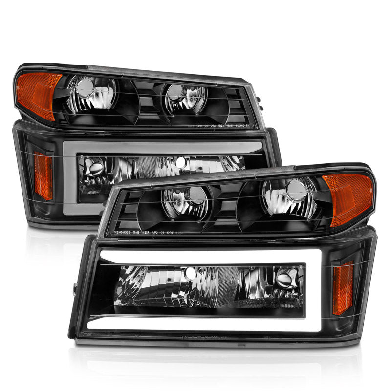ANZO 04-12 GM Colorado/Canyon/I-Series Crystal Headlights showcasing a clear lens and modern design, suitable for various GM models.