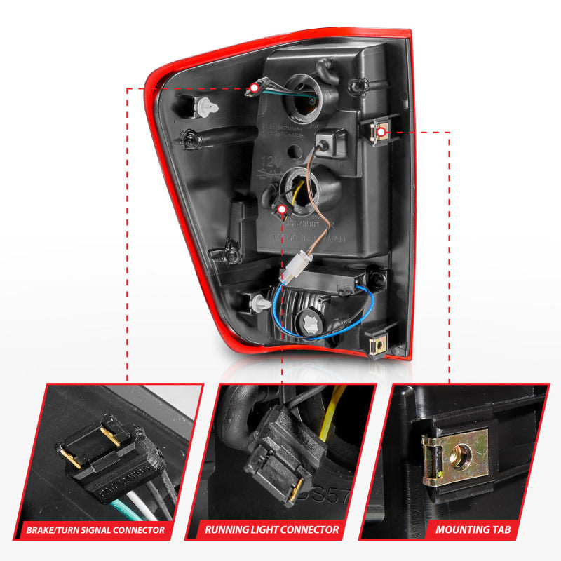 Anzo 04-15 Nissan Titan Full LED Tailights with chrome housing and red/clear lenses, showcasing modern design and bright LED technology.