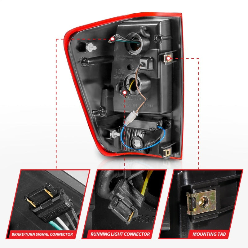 Anzo 04-15 Nissan Titan Full LED Tailights with chrome housing and red/clear lenses, showcasing modern design and bright LED technology.