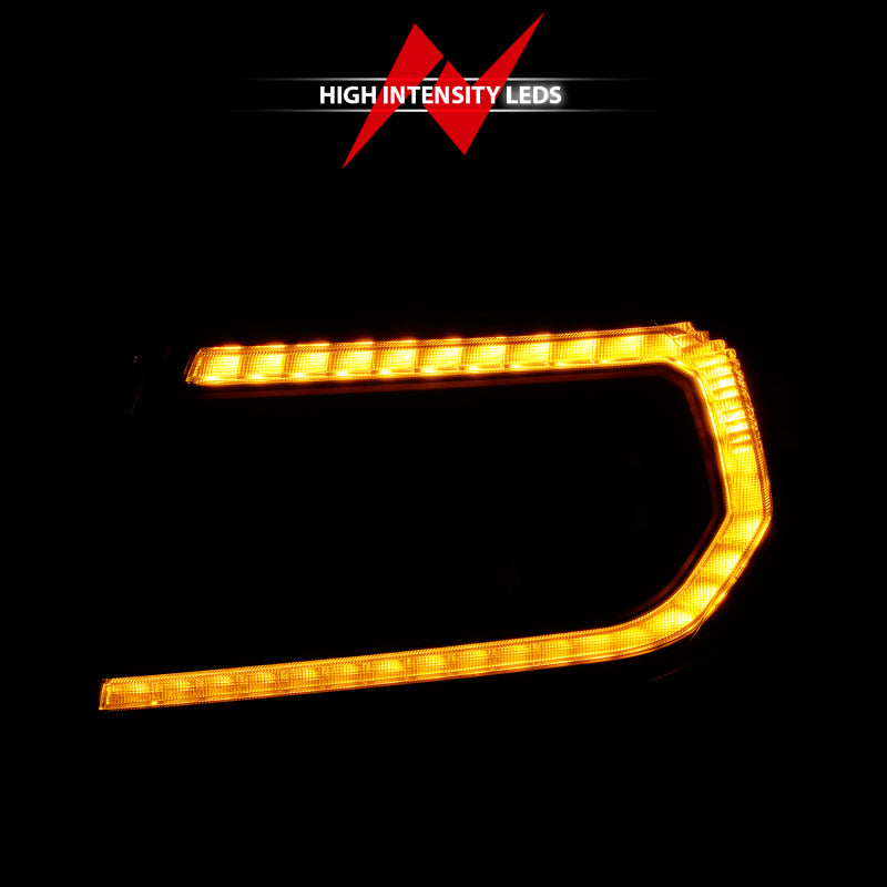 ANZO Full Projector Headlights for 2005-2011 Toyota Tacoma with light bar and sequential turn signals, showcasing modern design and enhanced visibility.