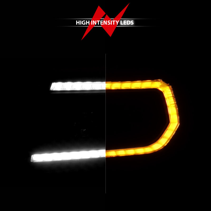 ANZO 05-11 Toyota Tacoma Projector Headlights featuring a light bar switchback, showcasing a sleek design and high-quality construction.