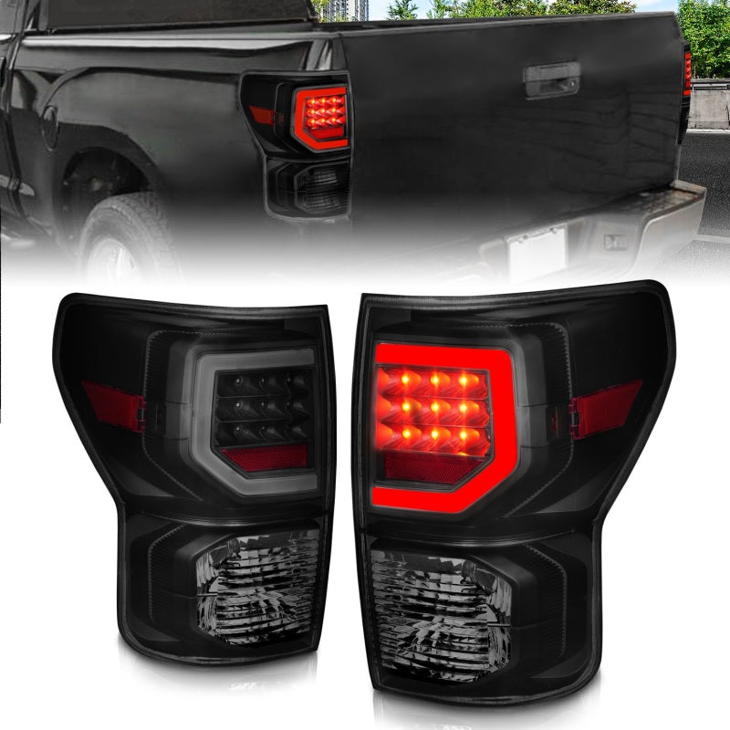 Anzo Full LED Tailights for 2007-2011 Toyota Tundra with black housing and smoke lens.