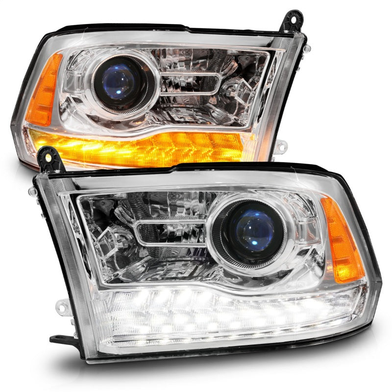 ANZO LED Plank Style Headlights for Dodge Ram 1500/2500/3500, showcasing modern design and bright illumination.
