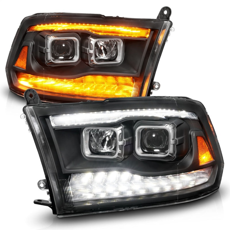 ANZO 09-18 Dodge Ram 1500/2500/3500 Proj HL Headlights featuring a sleek design with switchback functionality.