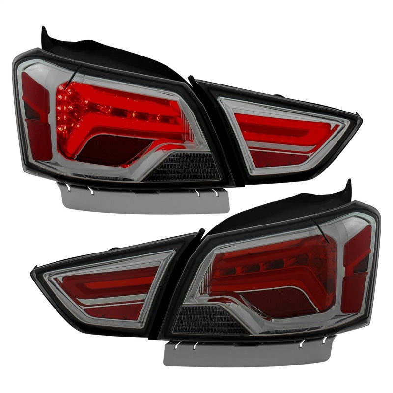 ANZO LED taillights for 2014-2018 Chevrolet Impala with smoke lens, showcasing modern design and bright LED illumination.