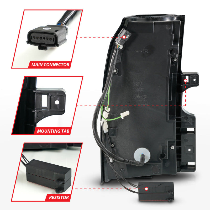 ANZO Sequential LED Tube Taillights for 2015-2020 Chevrolet Tahoe in sleek black finish, showcasing modern design and enhanced visibility.