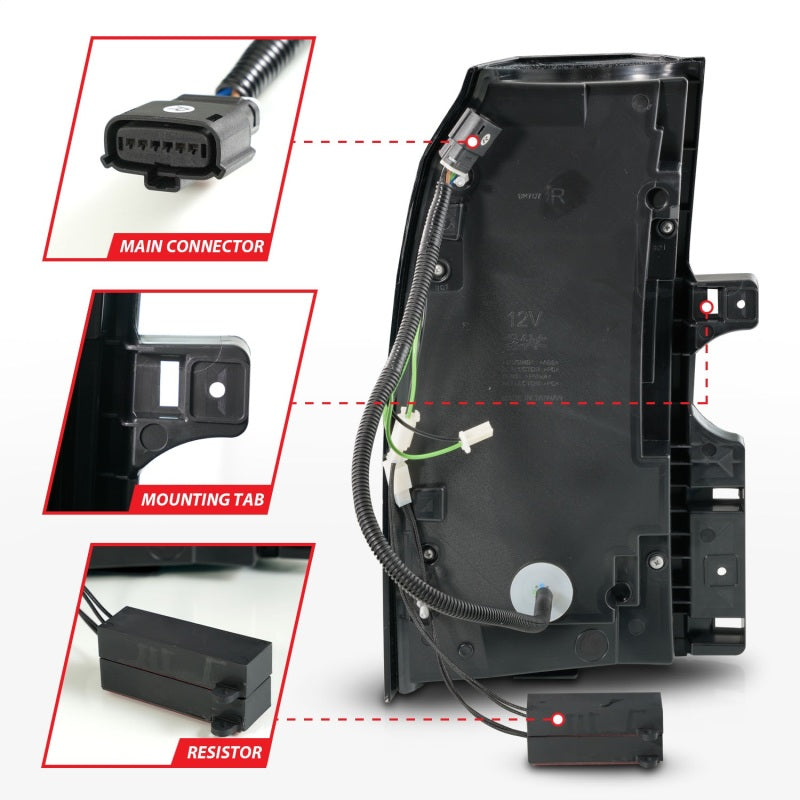 ANZO Sequential LED Tube Taillights for 2015-2020 Chevrolet Tahoe in sleek black finish, showcasing modern design and enhanced visibility.