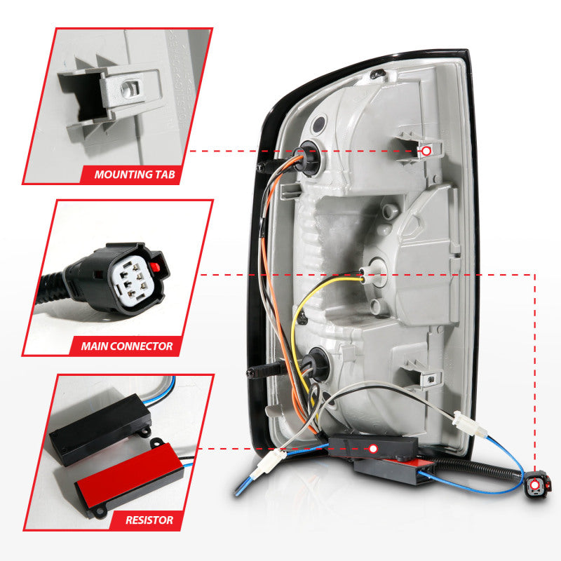 ANZO Full LED Tail Lights for Chevrolet Colorado with a red lightbar, showcasing modern design and enhanced visibility.