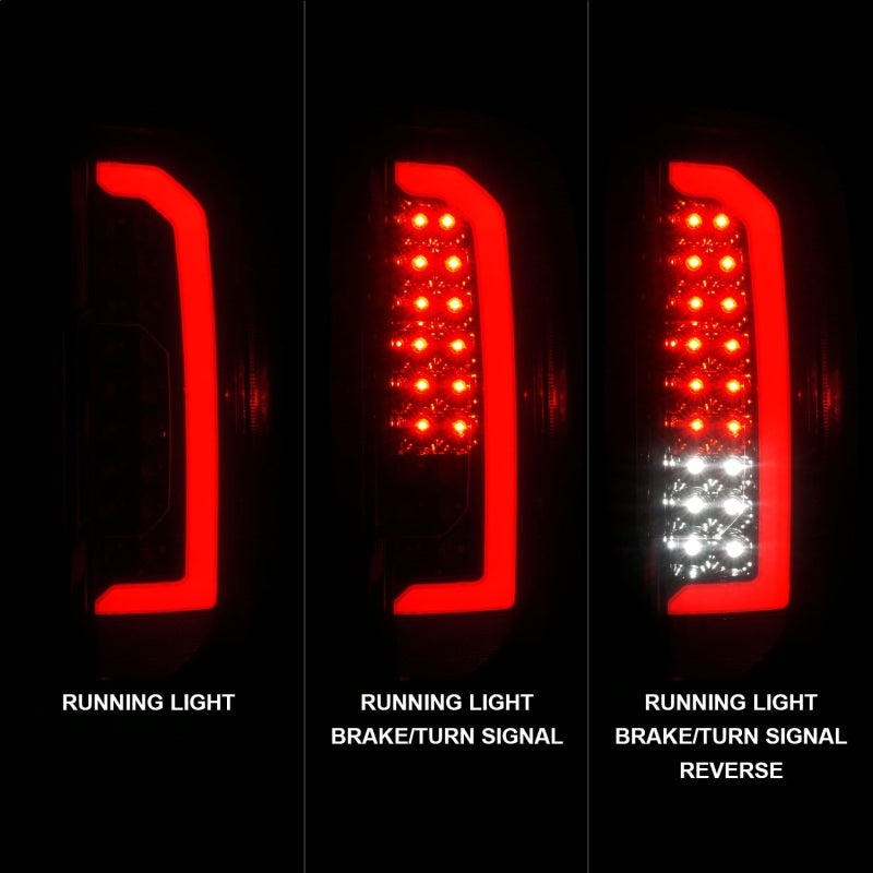 ANZO Full LED Tail Lights for Chevrolet Colorado with a striking red lightbar, showcasing modern design and high visibility.