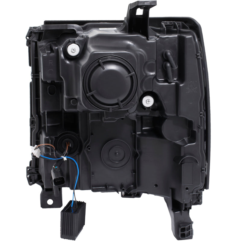 ANZO 16-17 Chevy Silverado 1500 Projector Headlights with clear lens and chrome housing, showcasing a modern plank style design.