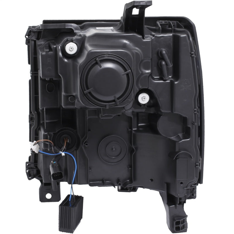 ANZO 16-17 Chevy Silverado 1500 Projector Headlights with clear lens and chrome housing, showcasing a modern plank style design.