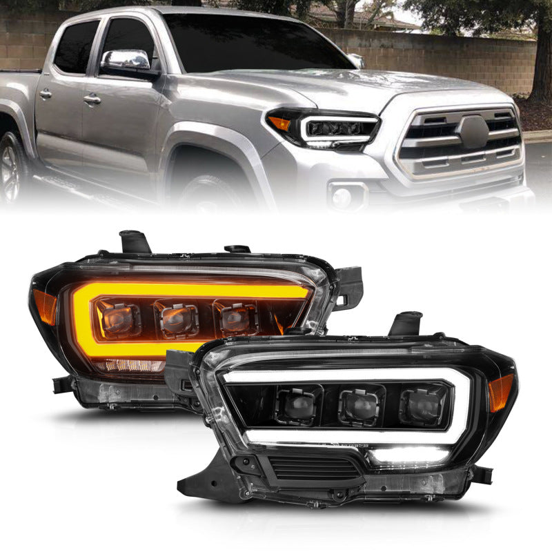 ANZO Full LED Projector Headlights for 2016-2022 Toyota Tacoma SR/SR5, showcasing sleek design and advanced LED technology.