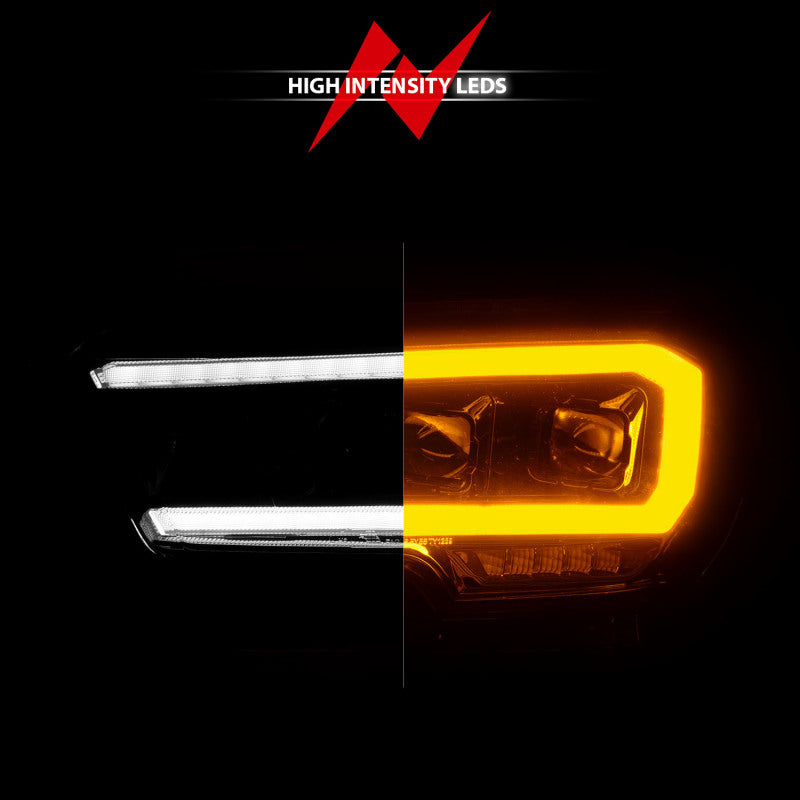 ANZO Full LED Projector Headlights for 2016-2022 Toyota Tacoma SR/SR5, showcasing sleek design and advanced LED technology.